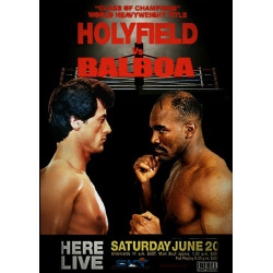 PLAQUE EN METAL ÉTAIN  boxe balboa vs holyfield  30 X 20 CM