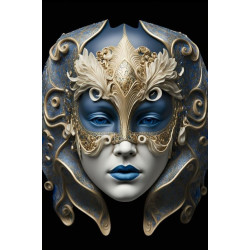 PLAQUE EN METAL ÉTAIN   masque carnaval Venise 30 X 20 CM